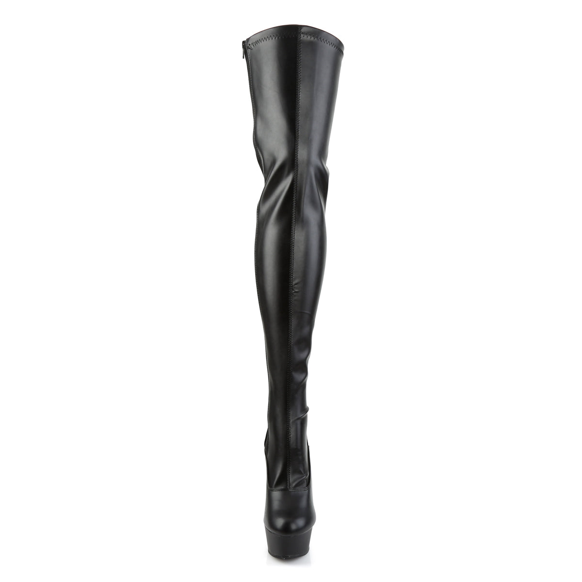 DELIGHT-3063 Pleaser Black Stretch Faux Leather/Black Platform Shoes [Thigh High Boots]