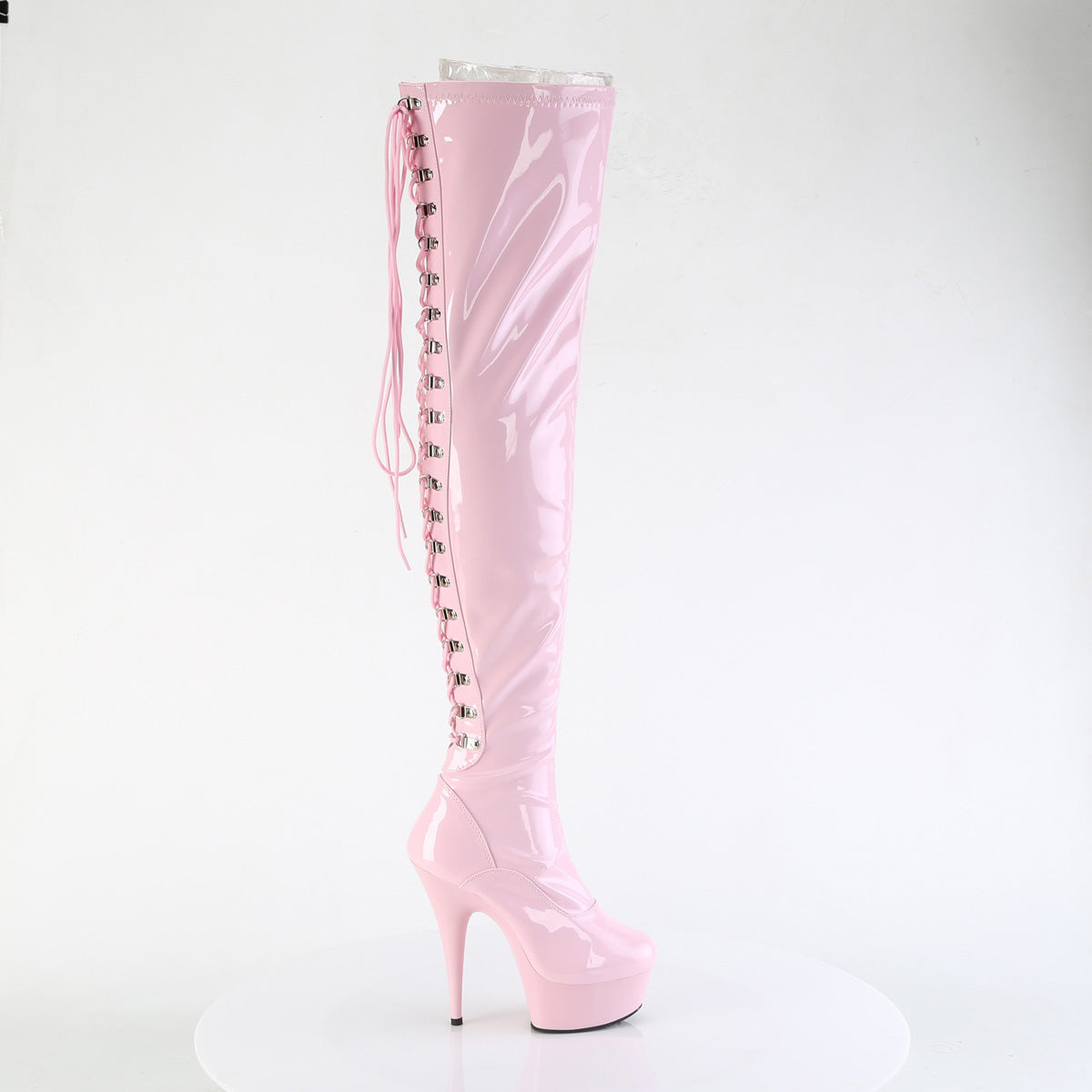 DELIGHT-3063 Pleaser B Pink Stretch Patent/B Pink Platform Shoes [Thigh High Boots]