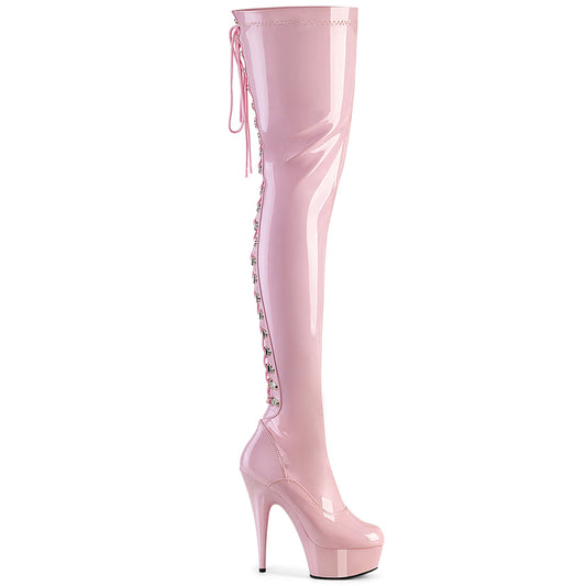 DELIGHT-3063 Strippers Heels Pleaser Platforms (Exotic Dancing) B. Pink Str Pat/B. Pink