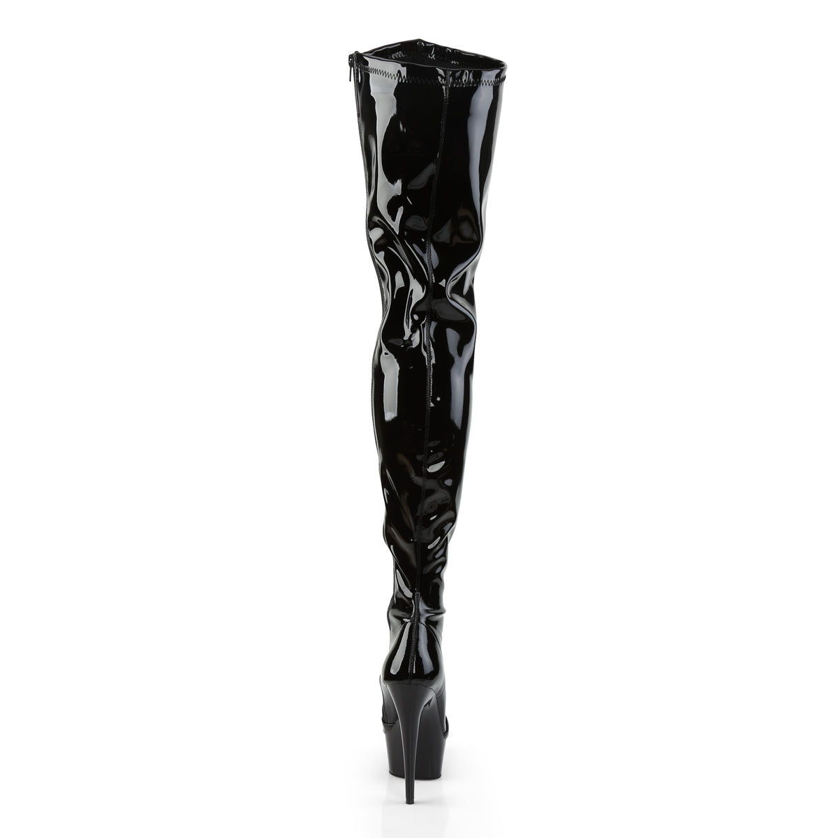 DELIGHT-4000 Pleaser Black Stretch Patent/Black Platform Shoes [Crotch High Boots]