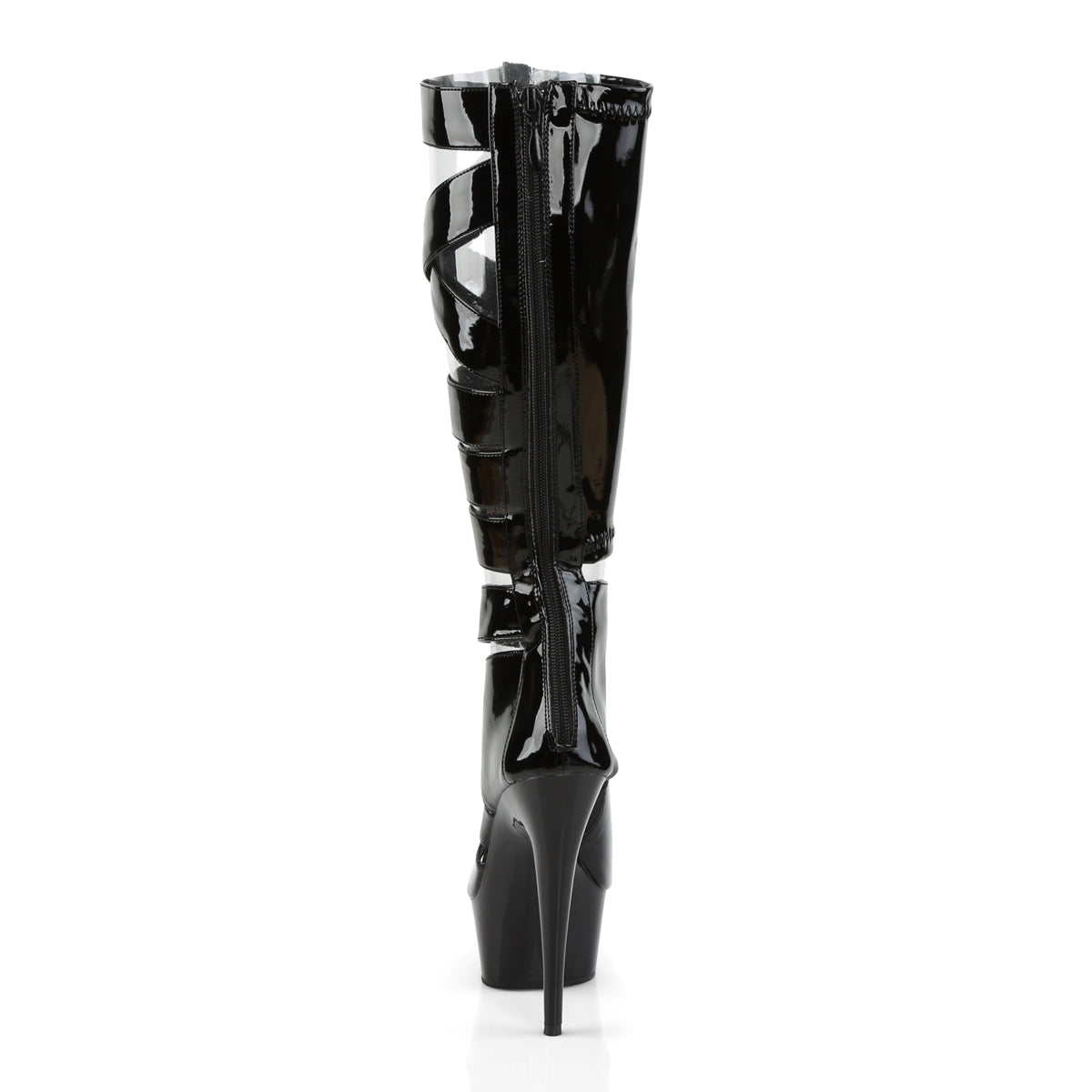 DELIGHT-600-49 Pleaser Black Stretch Patent/Black Platform Shoes [Exotic Dance Shoes]
