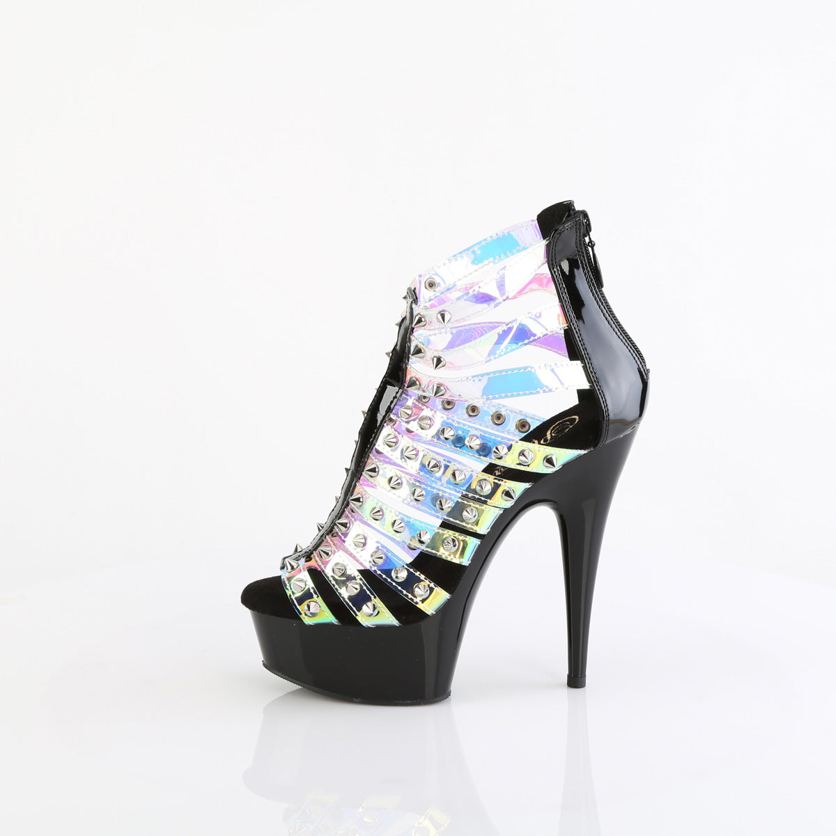 DELIGHT-600-9 Pleaser Holo TPU-Black Patent Platform Shoes [Exotic Dance Shoes]