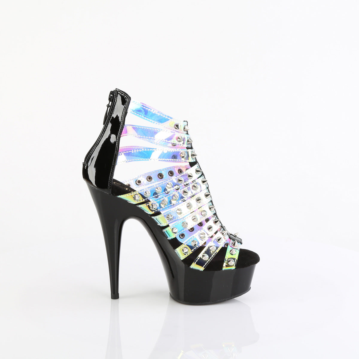 DELIGHT-600-9 Pleaser Holo TPU-Black Patent Platform Shoes [Exotic Dance Shoes]