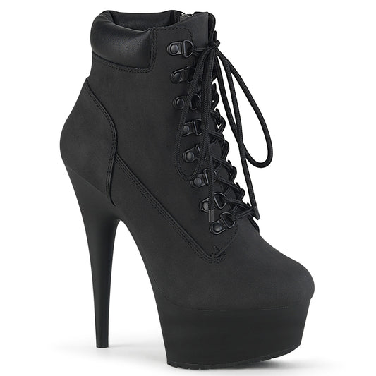 DELIGHT-600TL-02 Strippers Heels Pleaser Platforms (Exotic Dancing) Blk Nubuck Faux Leather/Blk Matte