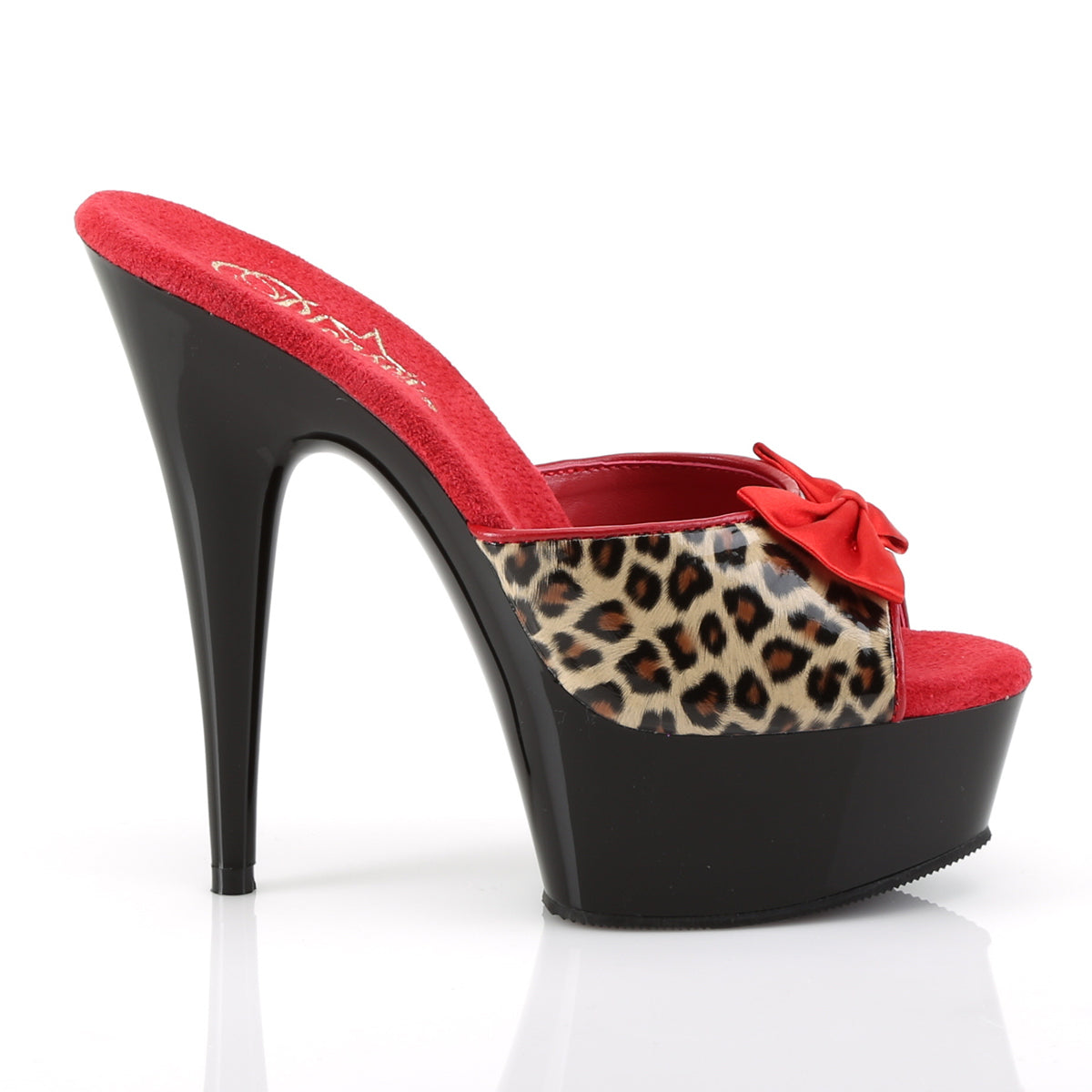 DELIGHT-601-6 Pleaser Tan Leopard Print Faux Leather/Black Platform Shoes [Exotic Dance Shoes]