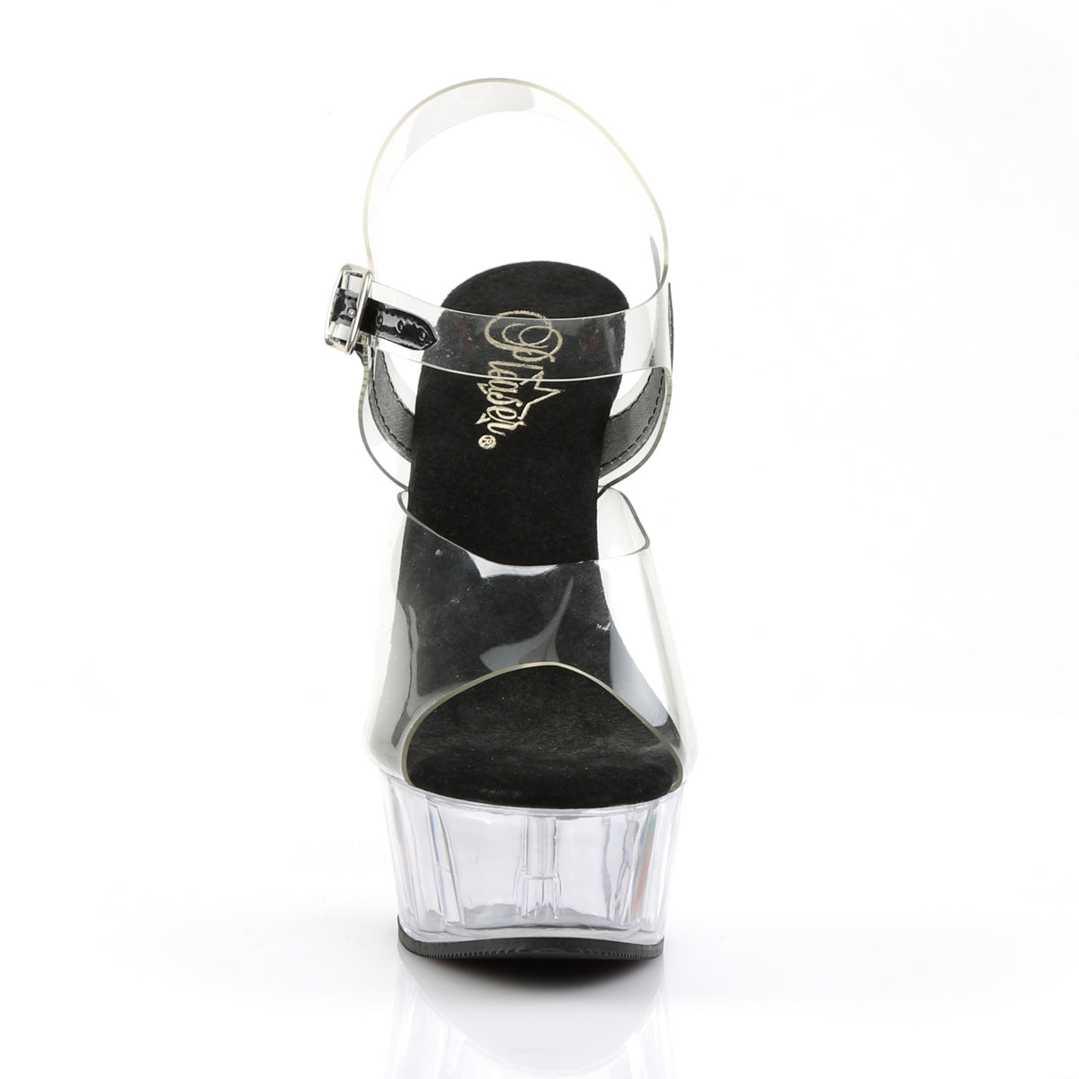 DELIGHT-608 Pleaser Clear-Black/Clear Platform Shoes [Exotic Dance Shoes]