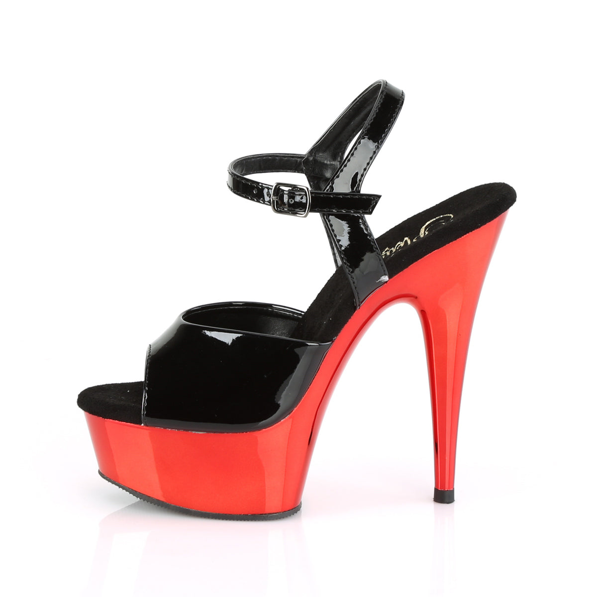 DELIGHT-609 Pleaser Black Patent/Red Chrome Platform Shoes [Exotic Dance Shoes]