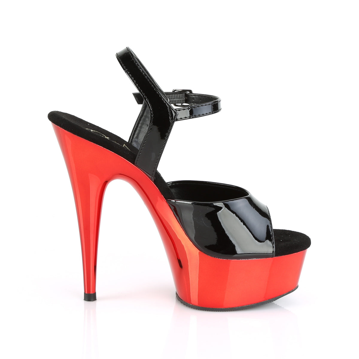 DELIGHT-609 Pleaser Black Patent/Red Chrome Platform Shoes [Exotic Dance Shoes]