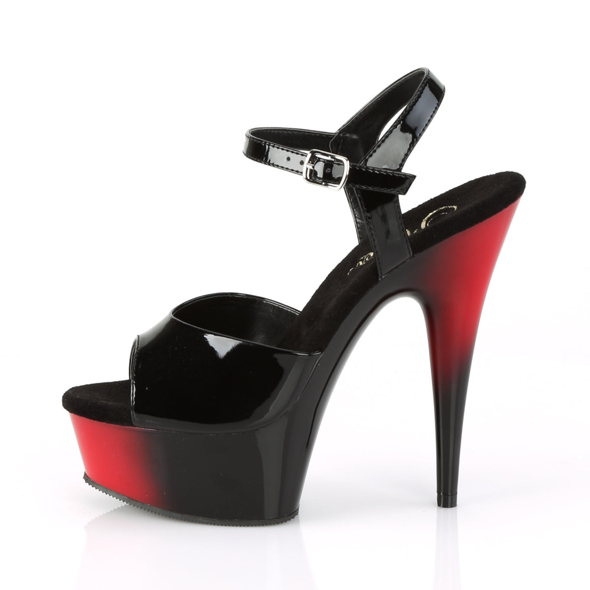 DELIGHT-609BR Pleaser Black Patent/Red-Black Platform Shoes [Exotic Dance Shoes]