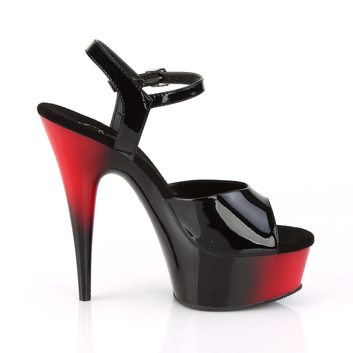 DELIGHT-609BR Pleaser Black Patent/Red-Black Platform Shoes [Exotic Dance Shoes]