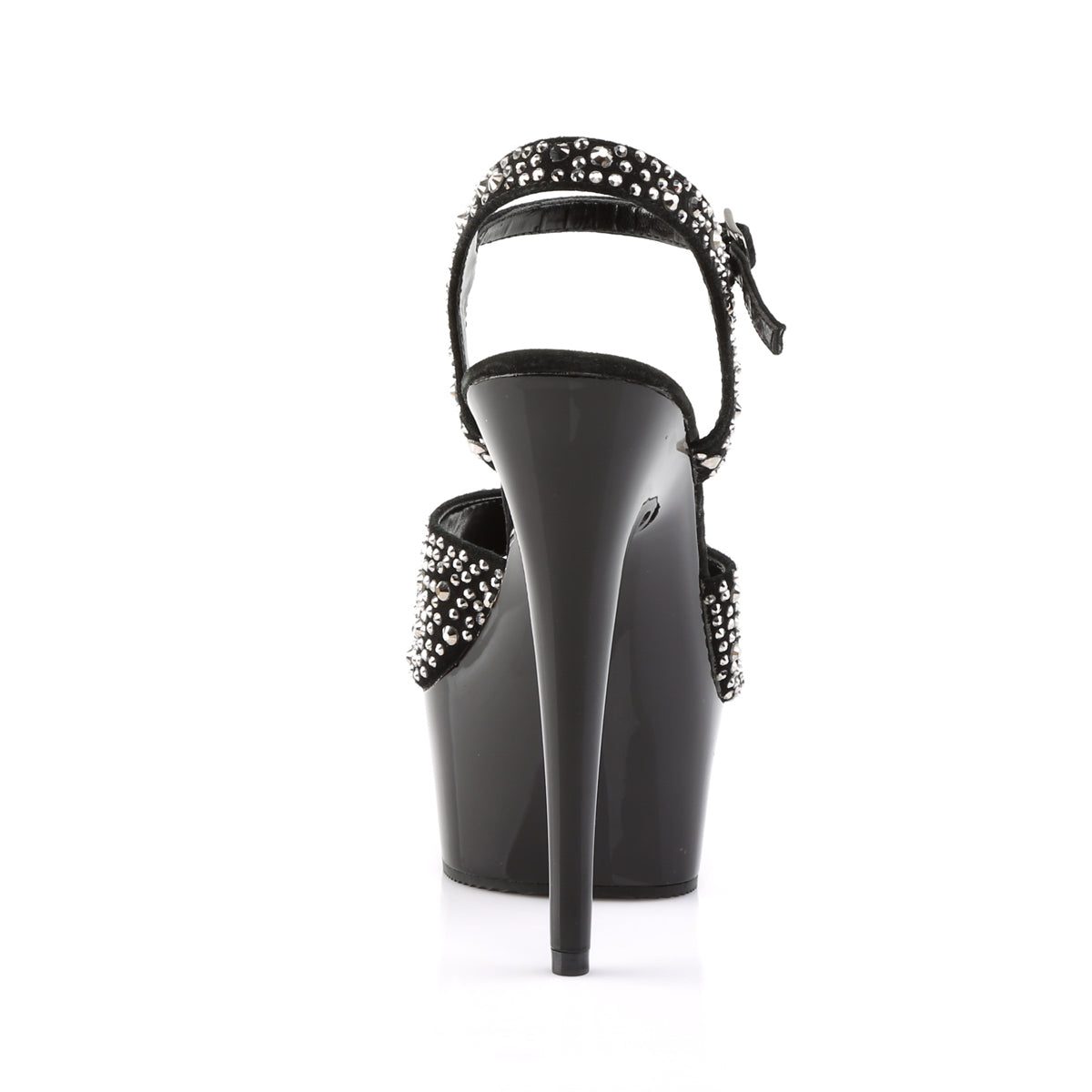 DELIGHT-609RS Pleaser Black Suede-Pewter Rhinestones/ Black Platform Shoes [Exotic Dance Shoes]