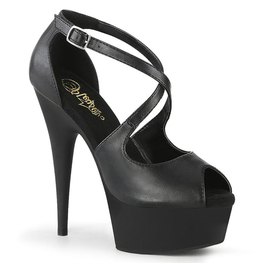 DELIGHT-621 Strippers Heels Pleaser Platforms (Exotic Dancing) Blk Faux Leather/Blk Matte