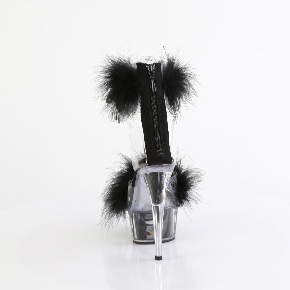 DELIGHT-624F Pleaser Clear-Black Fur Platform Shoes [Exotic Dance Shoes]