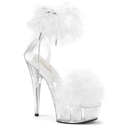 DELIGHT-624F Pleaser Clear-White Fur Platform Shoes [Exotic Dance Shoes]