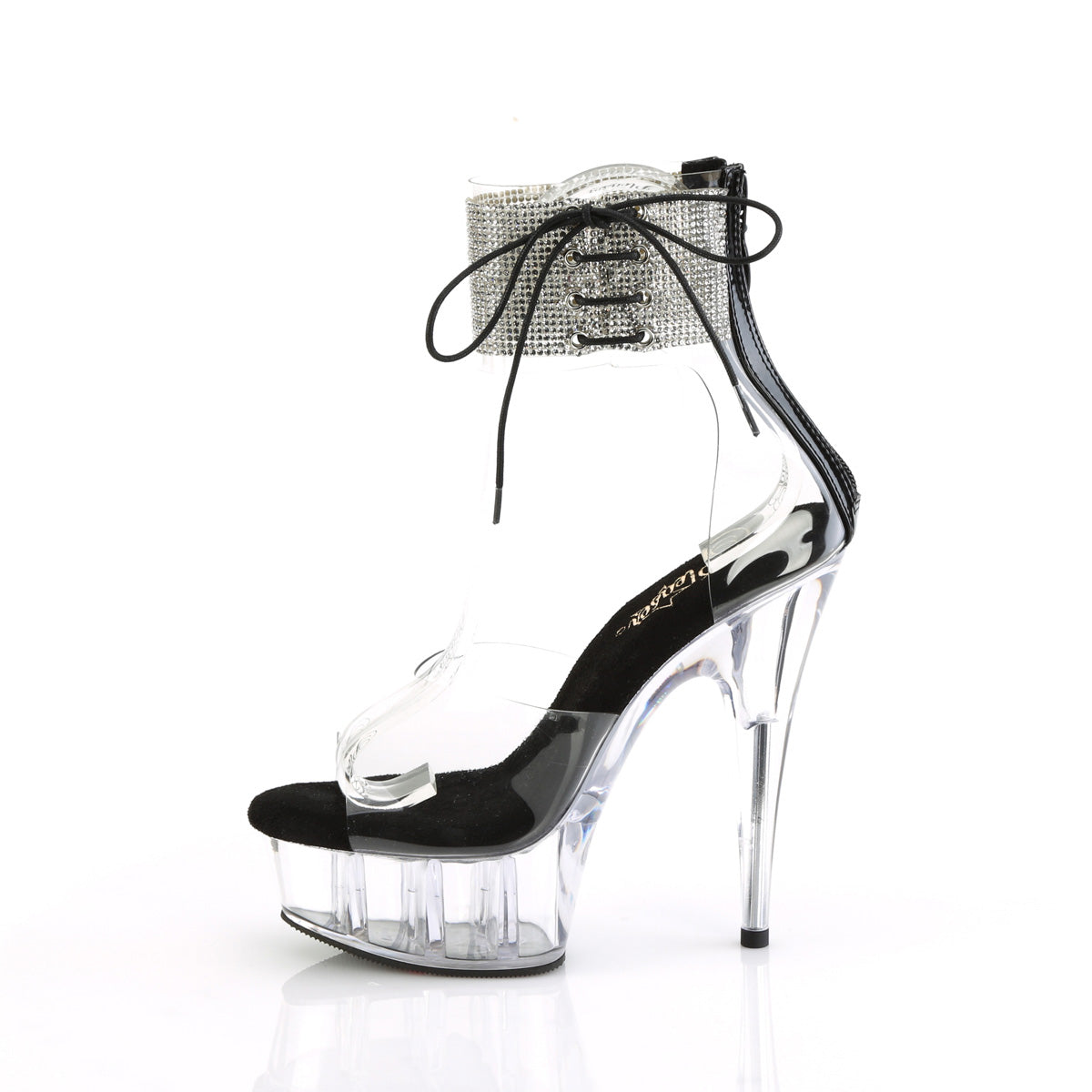 DELIGHT-624RS Pleaser Clear-Black/Clear Platform Shoes [Exotic Dance Shoes]