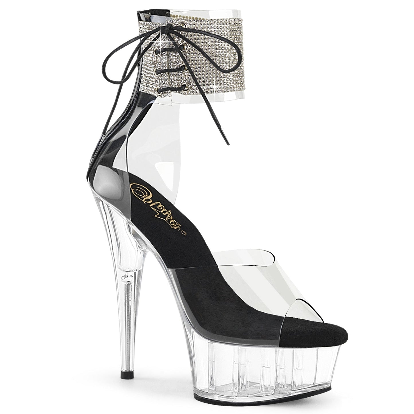 DELIGHT-624RS Pleaser Clear-Black/Clear Platform Shoes [Exotic Dance Shoes]