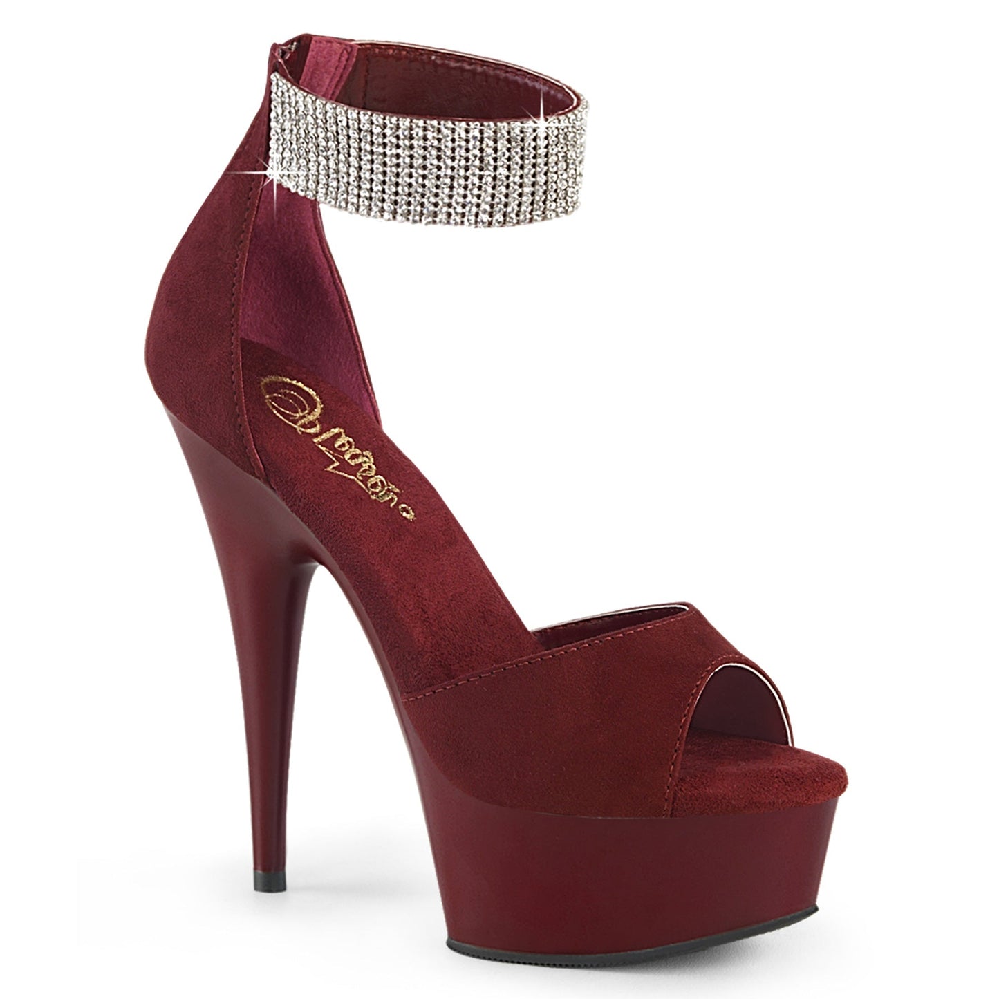 DELIGHT-625 Pleaser Burgundy Faux Suede/Burgundy Matte Platform Shoes [Exotic Dance Shoes]