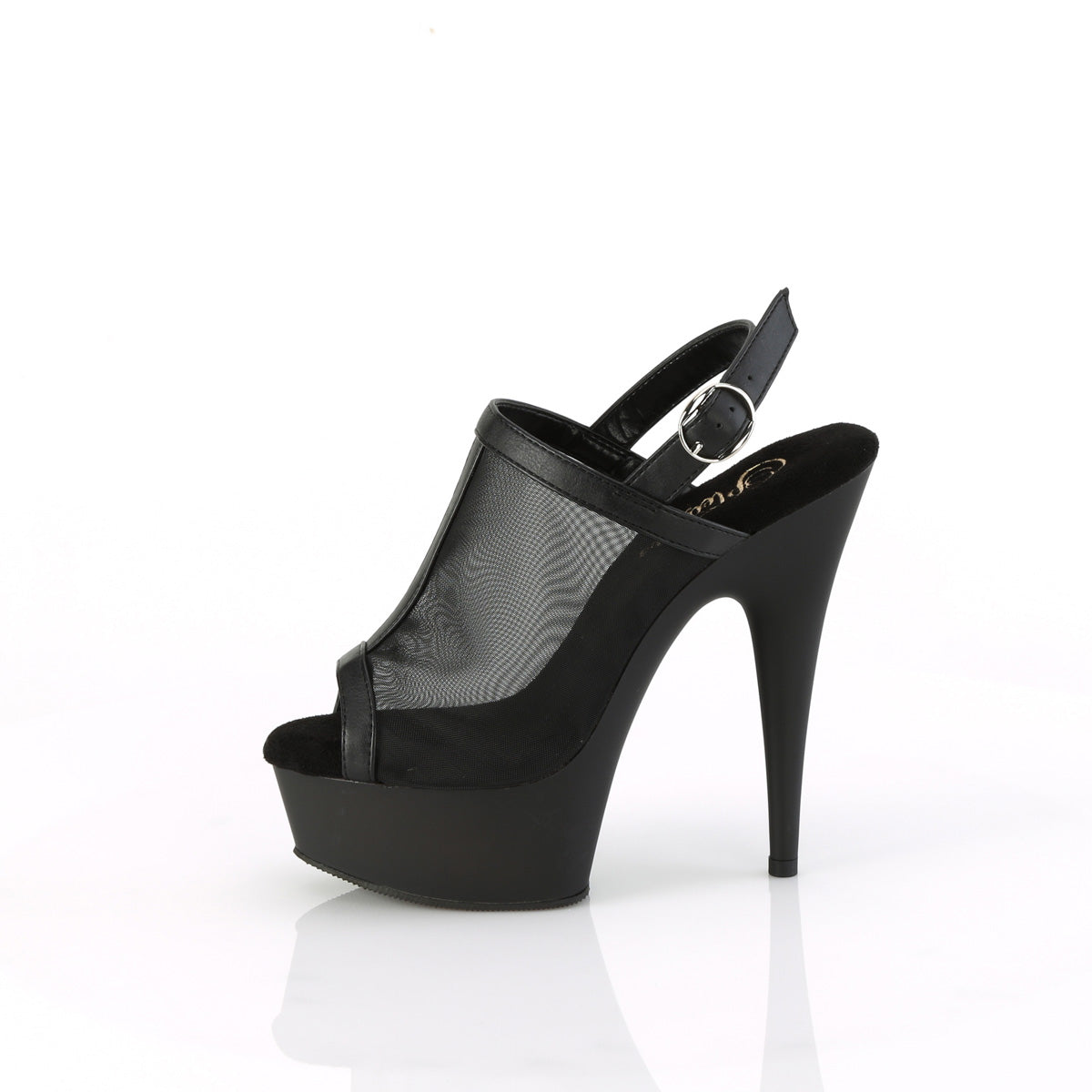 DELIGHT-636 Pleaser Black Faux Le-Mesh/Black Matte Platform Shoes [Exotic Dance Shoes]