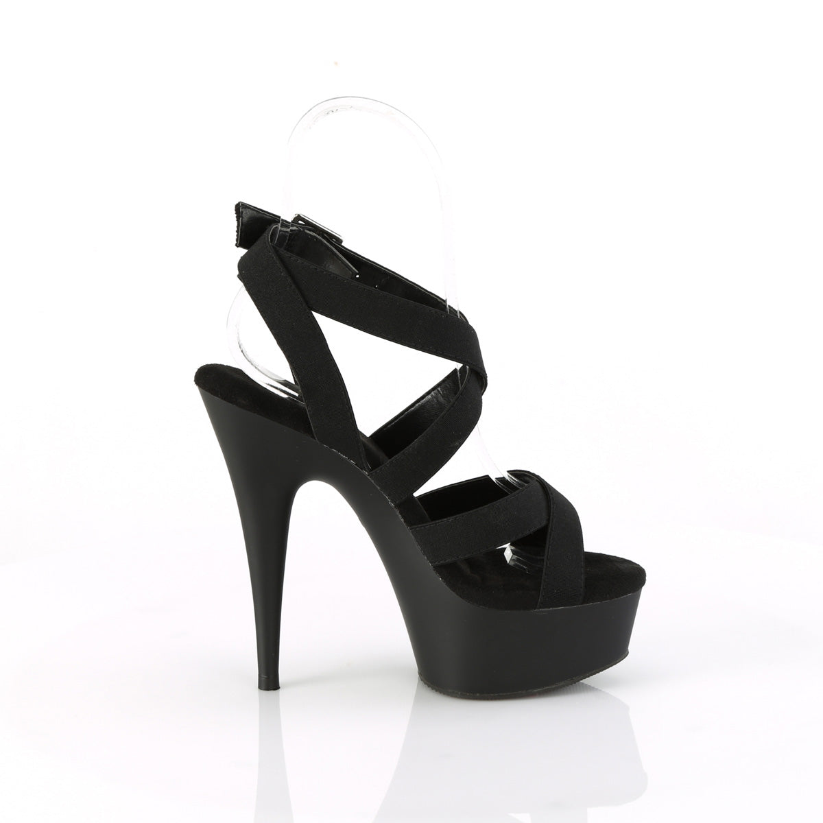 DELIGHT-638 Pleaser Black Elastic Band/Black Matte Platform Shoes [Exotic Dance Shoes]