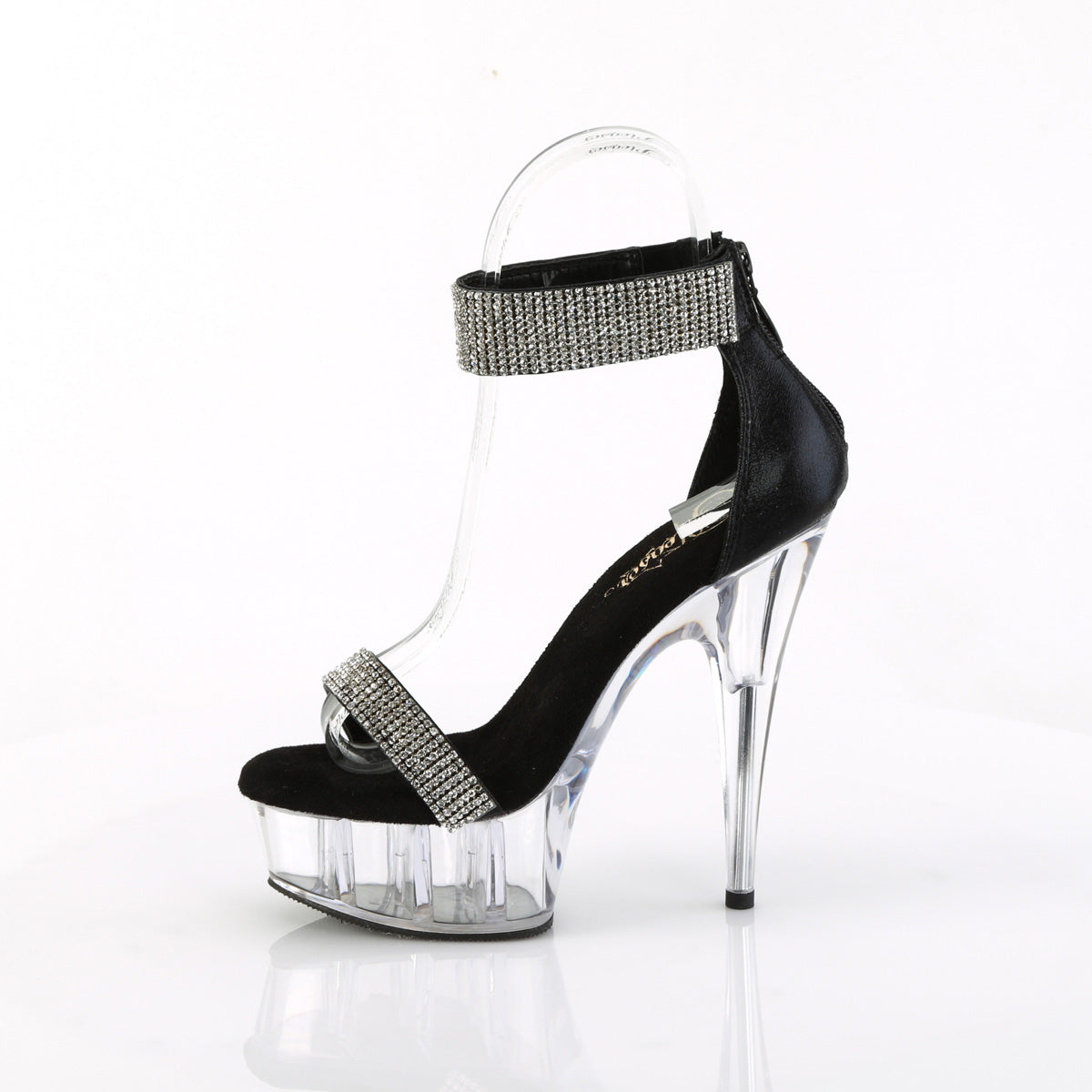 DELIGHT-641 Pleaser Black Shimmery Fabric/Clear Platform Shoes [Exotic Dance Shoes]