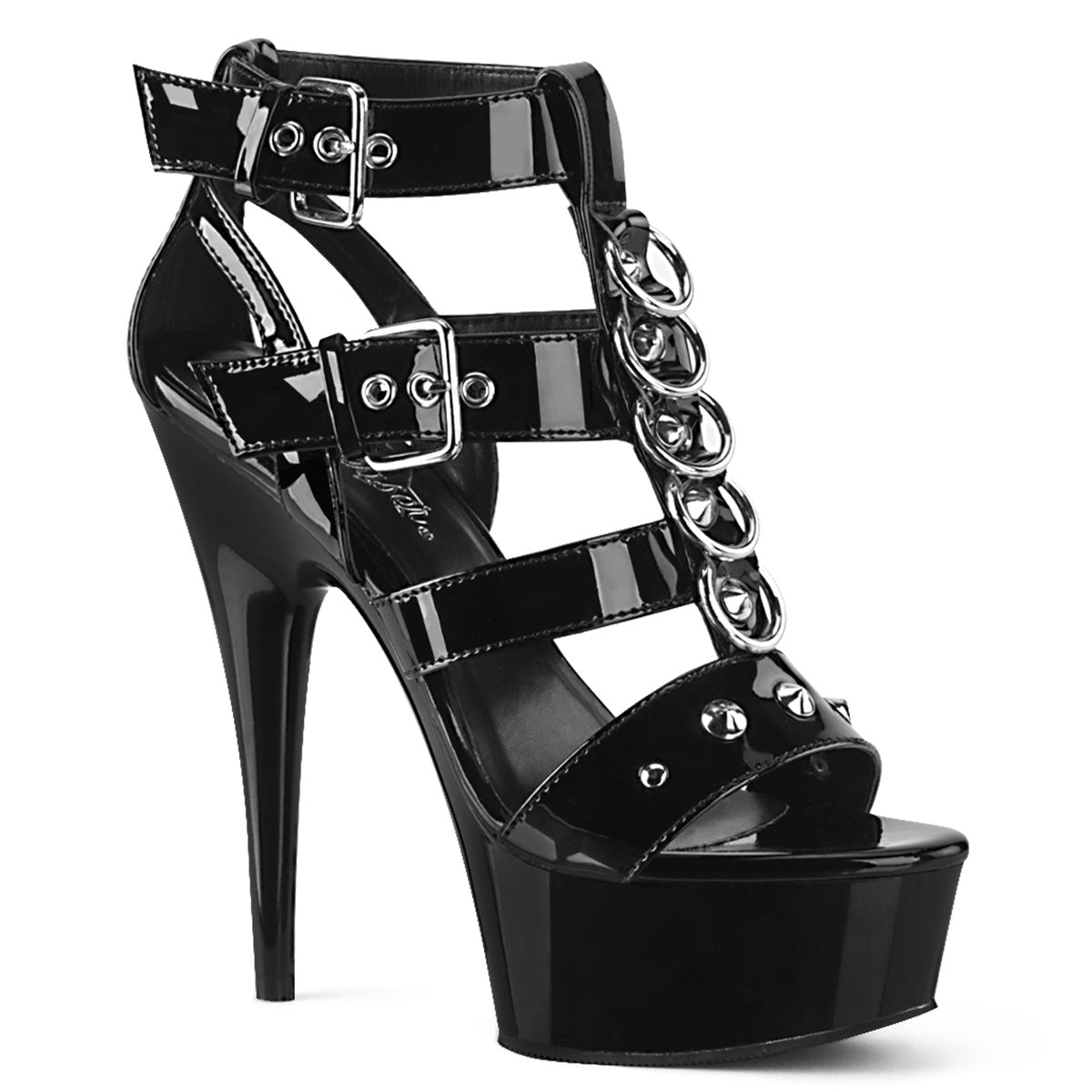 DELIGHT-658 Strippers Heels Pleaser Platforms (Exotic Dancing) Blk Pat/Blk