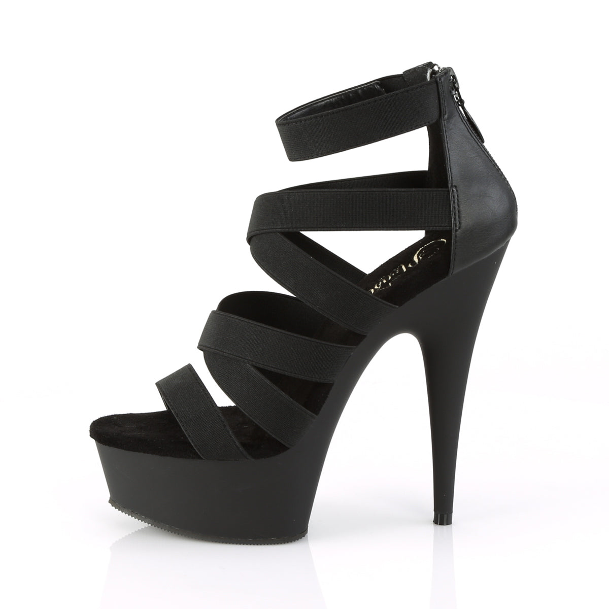 DELIGHT-659 Pleaser Black Elastic Band-Faux Leather/Black Matte Platform Shoes [Exotic Dance Shoes]