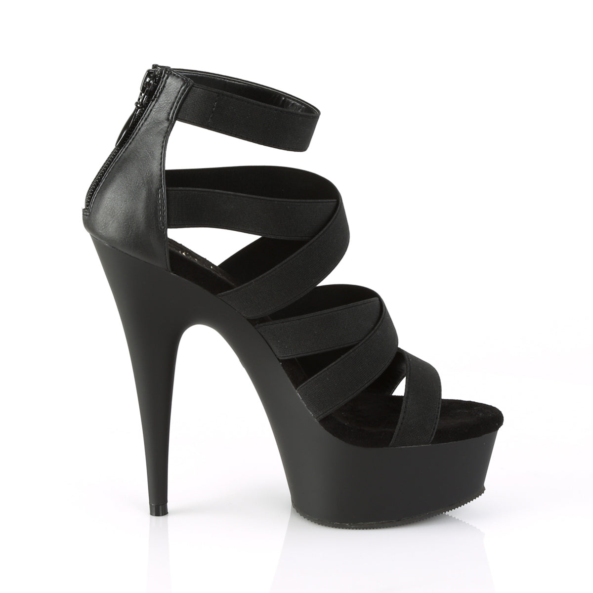 DELIGHT-659 Pleaser Black Elastic Band-Faux Leather/Black Matte Platform Shoes [Exotic Dance Shoes]