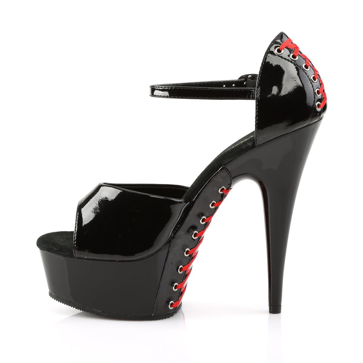 DELIGHT-660FH Pleaser Black Patent [Red Lace] Platform Shoes [Exotic Dance Shoes]