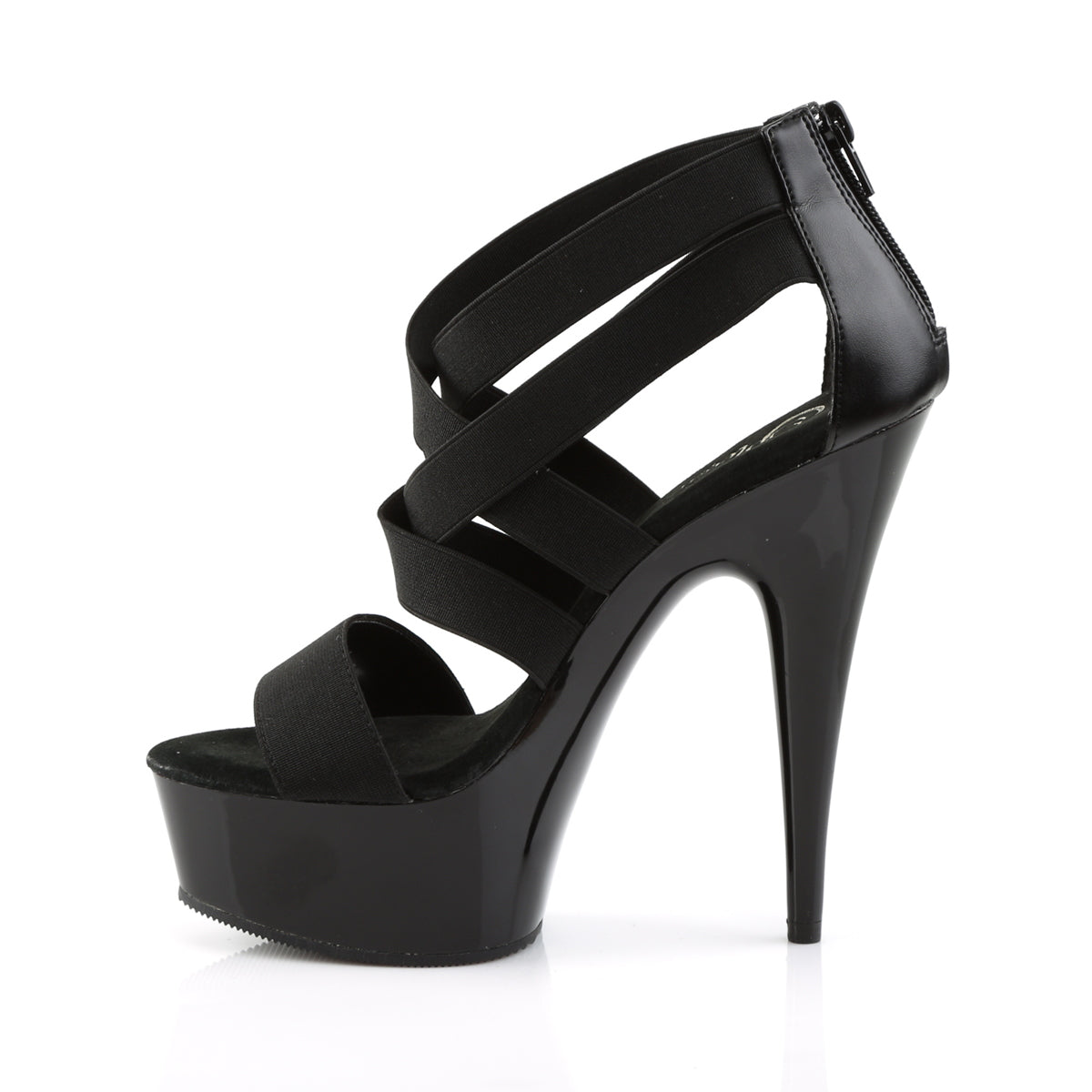 DELIGHT-669 Pleaser Black Elastic Band-Faux Leather/Black Platform Shoes [Exotic Dance Shoes]