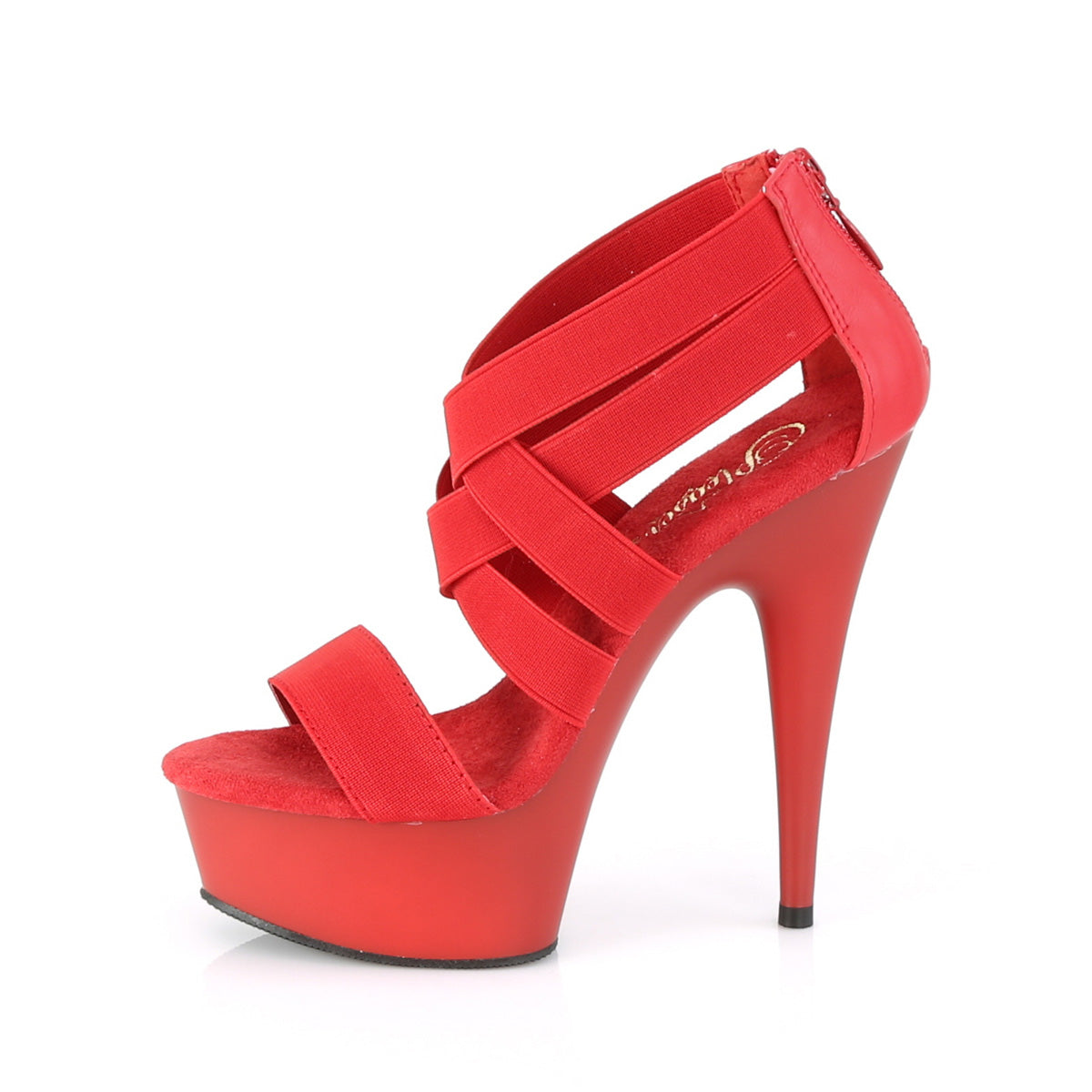 DELIGHT-669 Pleaser Red Elastic Band-Faux Leather/Red Matte Platform Shoes [Exotic Dance Shoes]