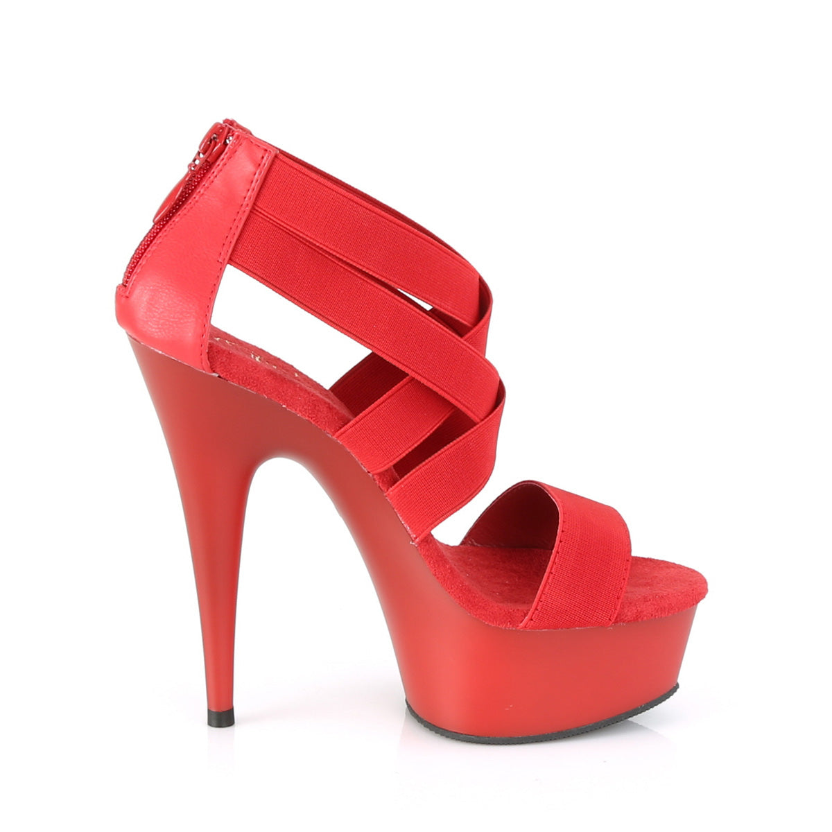 DELIGHT-669 Pleaser Red Elastic Band-Faux Leather/Red Matte Platform Shoes [Exotic Dance Shoes]