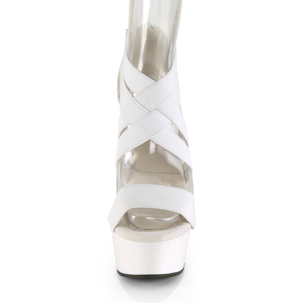 DELIGHT-669 Pleaser UV White Elastic Band-Faux Leather/White Platform Shoes [Exotic Dance Shoes]