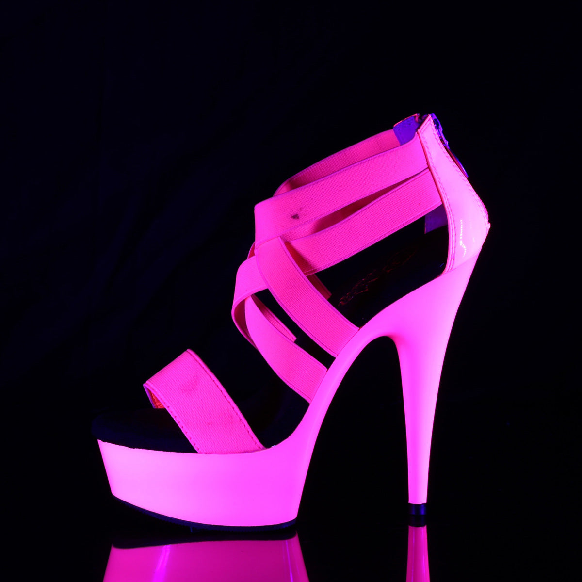 DELIGHT-669UV Pleaser Neon H Pink Elastic Band-Patent/Neon H P. Platform Shoes [Exotic Dance Shoes]