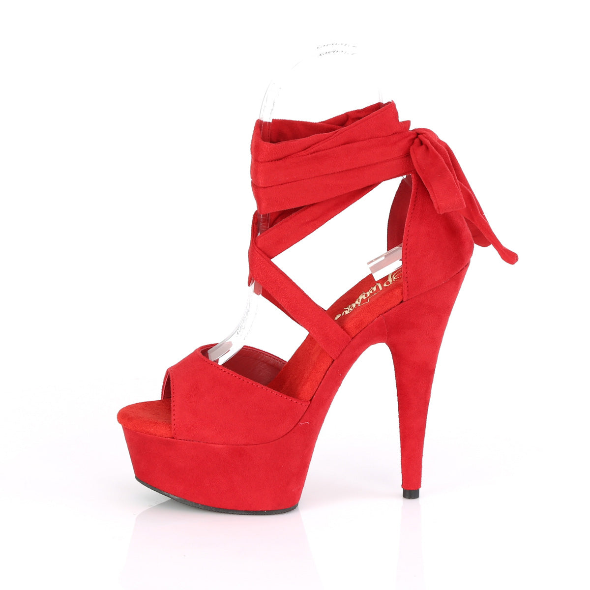 DELIGHT-679 Pleaser Red Faux Suede/Red Faux Suede Platform Shoes [Exotic Dance Shoes]