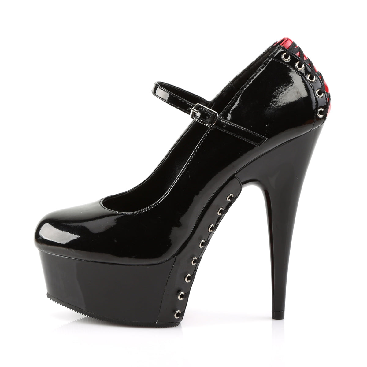 DELIGHT-687FH Pleaser Black-Red Patent/Black Platform Shoes [Exotic Dance Shoes]