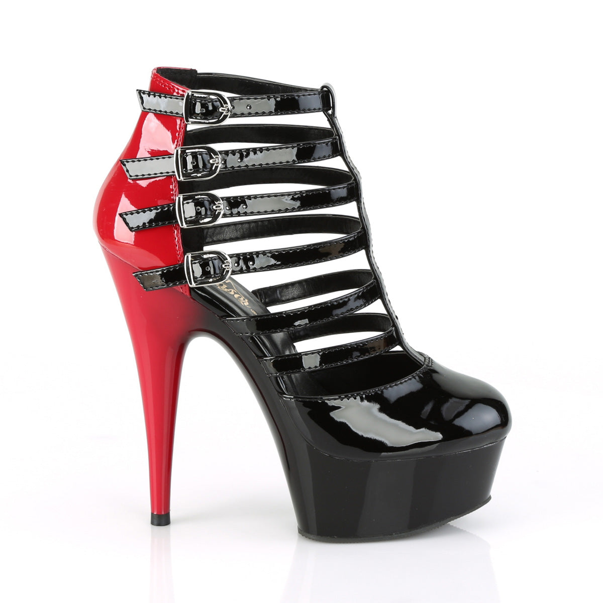 DELIGHT-695 Pleaser Black-Red Patent/Black Platform Shoes [Exotic Dance Shoes]