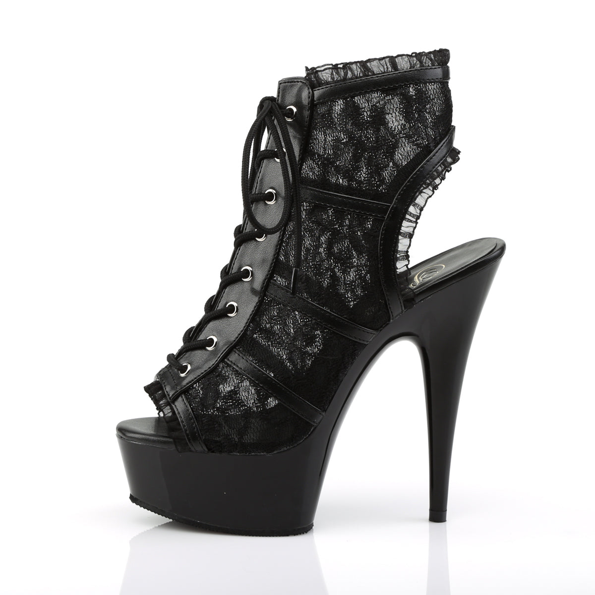 DELIGHT-696LC Pleaser Black Mesh-Lace/Black Platform Shoes [Exotic Dance Shoes]