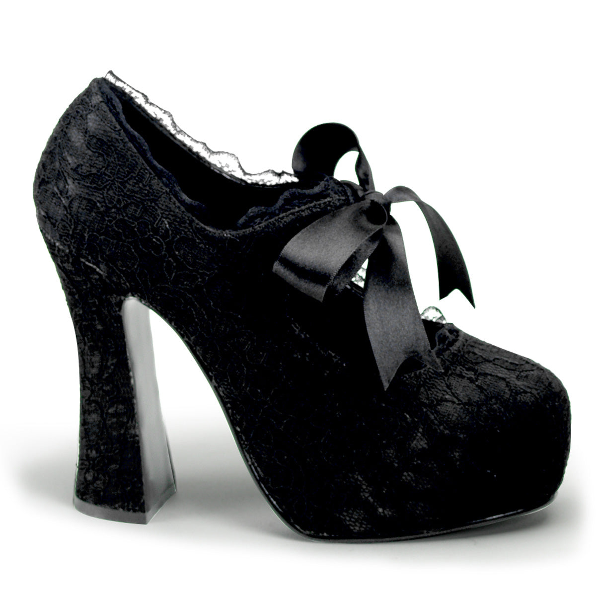 DEMON-11 Alternative Footwear Demonia Women's Heels & Platform Shoes Blk Satin-Blk Lace