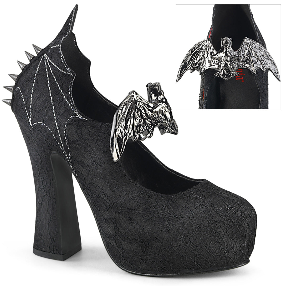 DEMON-18 Alternative Footwear Demonia Women's Heels & Platform Shoes Blk Satin-Blk Lace