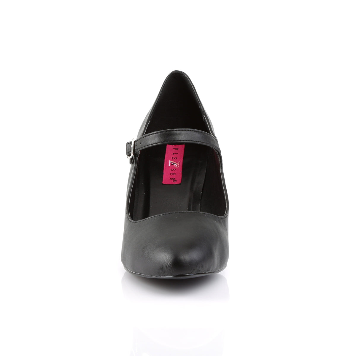 DIVINE-440 Large Size Ladies Shoes Pleaser Pink Label Single Soles Black Faux Leather