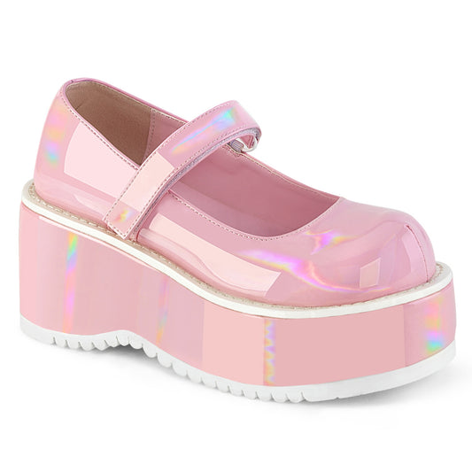 DOLLIE-01 Alternative Footwear Demonia Women's Heels & Platform Shoes B. Pink Holo Pat