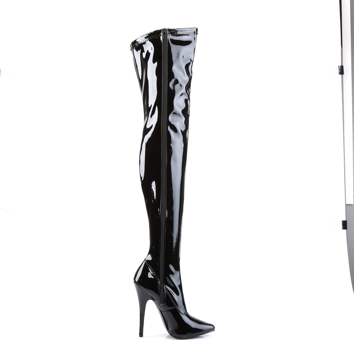 DOMINA-3000 Devious Heels Black Stretch Patent Single Soles [Fetish Heels]