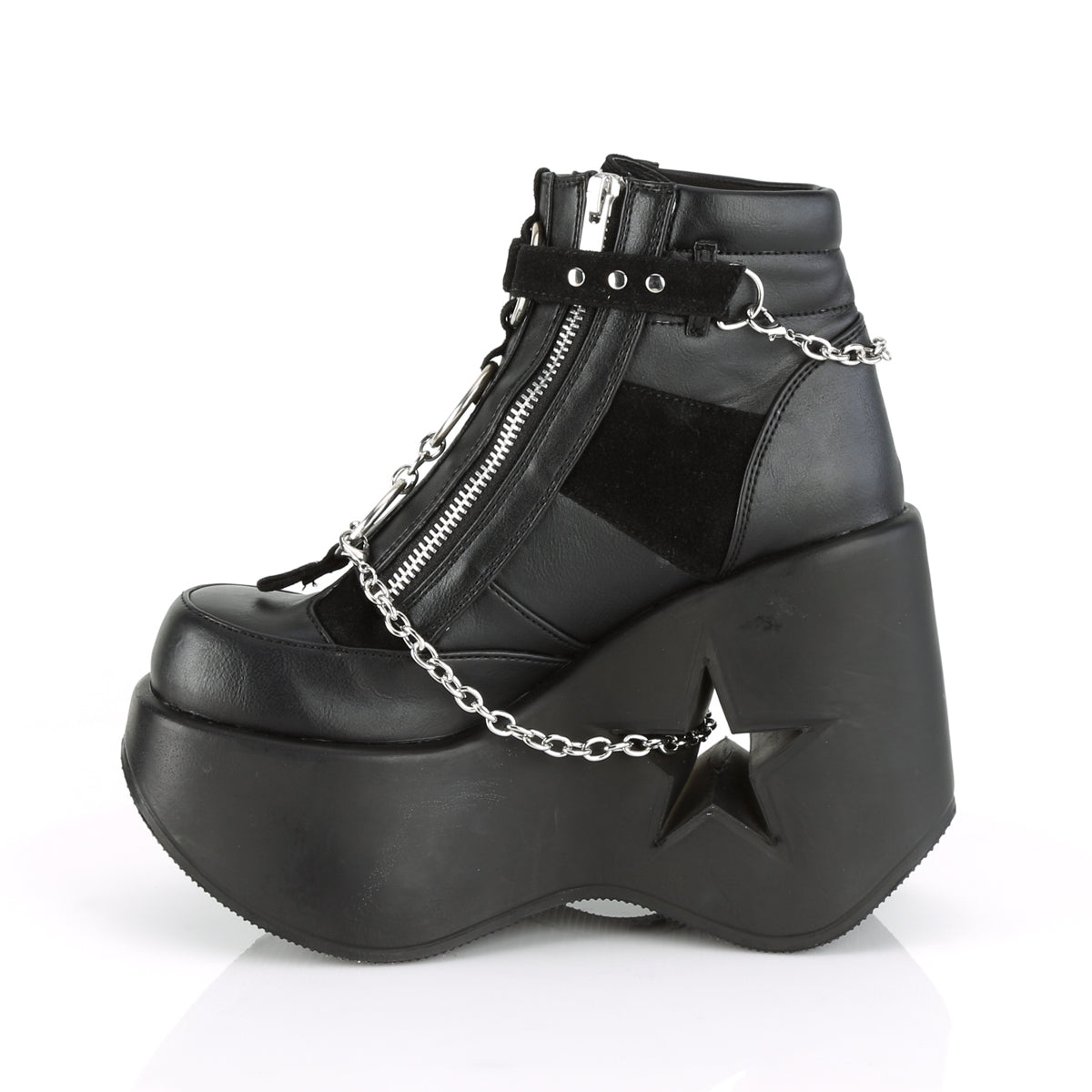 DYNAMITE-101 Demonia Black Vegan Leather-Vegan Suede Women's Ankle Boots [Demonia Cult Alternative Footwear]