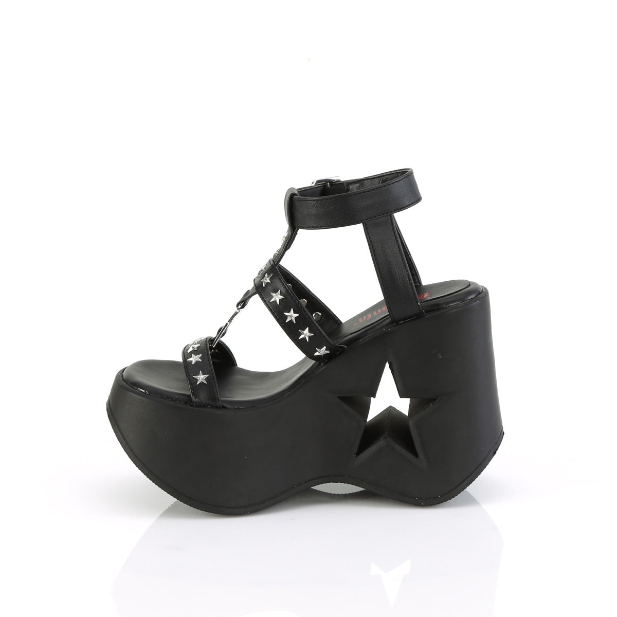 DYNAMITE-12 Demonia Black Vegan Leather Women's Sandals [Demonia Cult Alternative Footwear]