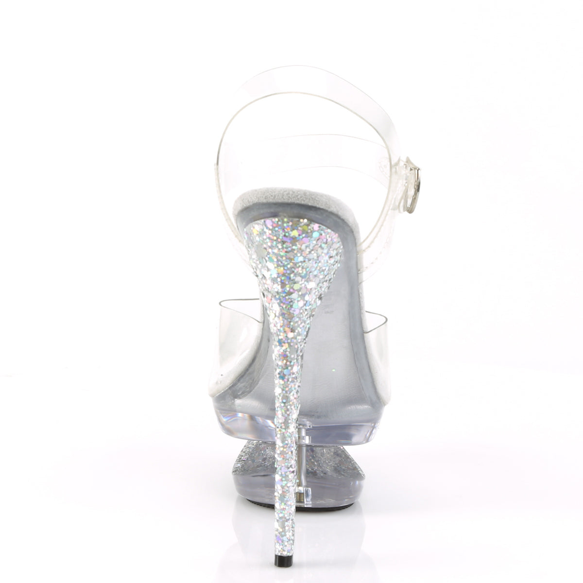 ECLIPSE-608GT Pleaser Clear/Silver Multi Glitter-Clear Platform Shoes [Exotic Dance Shoes]