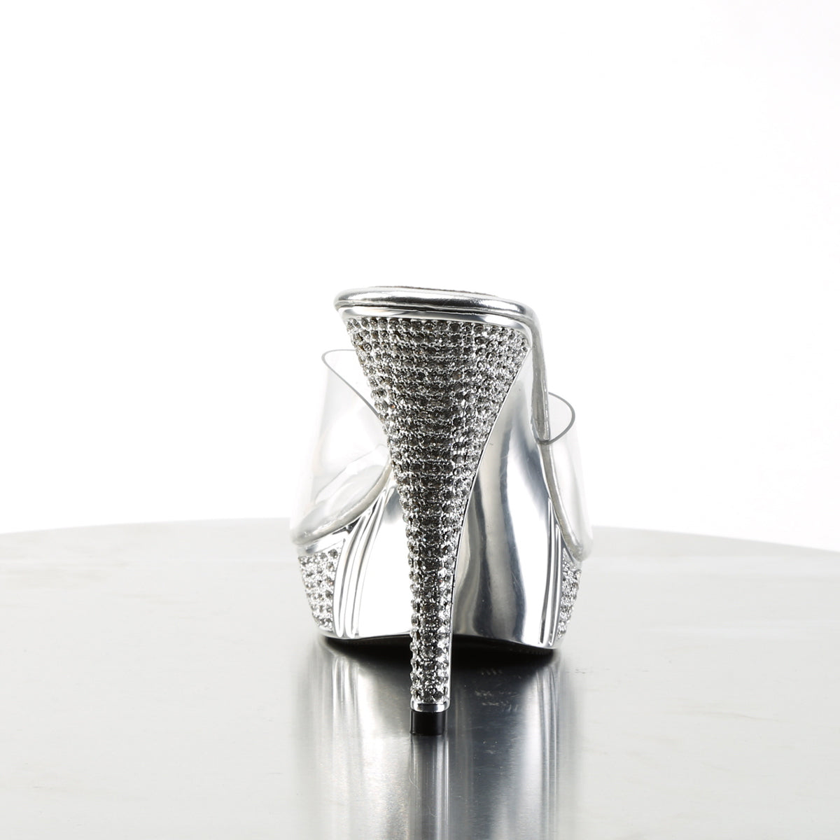 ELEGANT-401 Fabulicious Clear/Silver Chrome Shoes [Posing Heels]