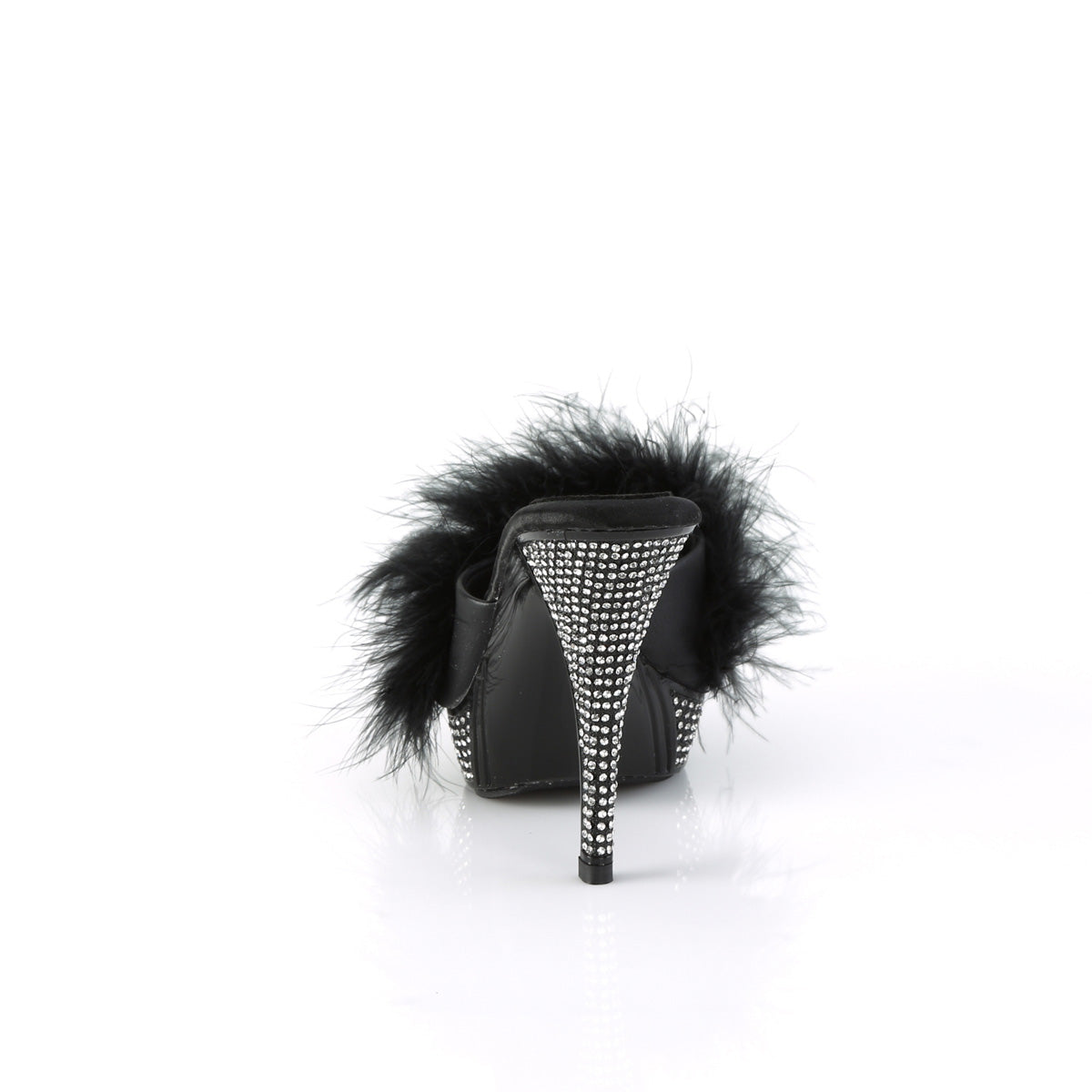 ELEGANT-401F Fabulicious Black Marabou-Faux Leather/Black Shoes [Sexy Shoes]