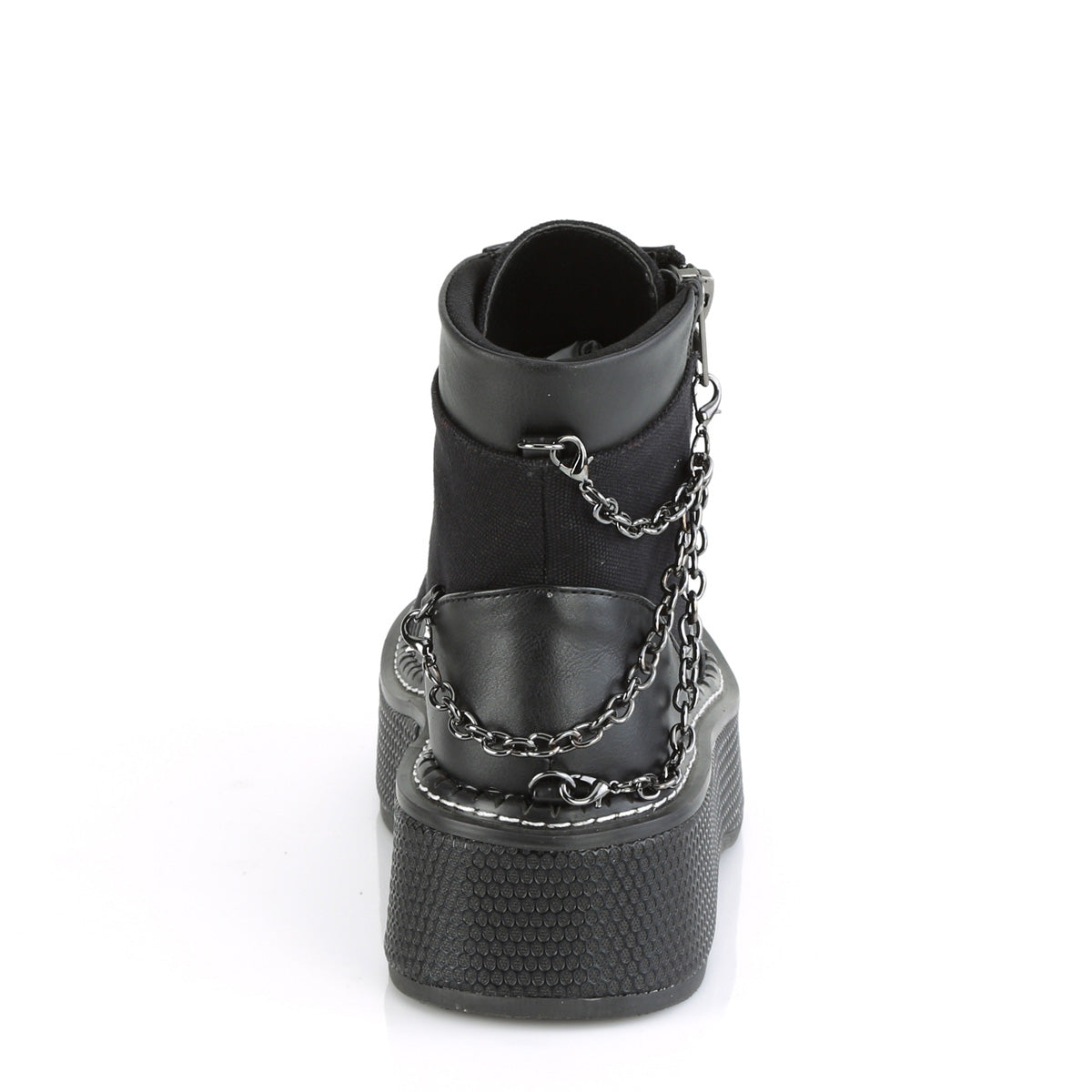 EMILY-114 Demonia Black Canvas-Vegan Leather Women's Ankle Boots [Demonia Cult Alternative Footwear]
