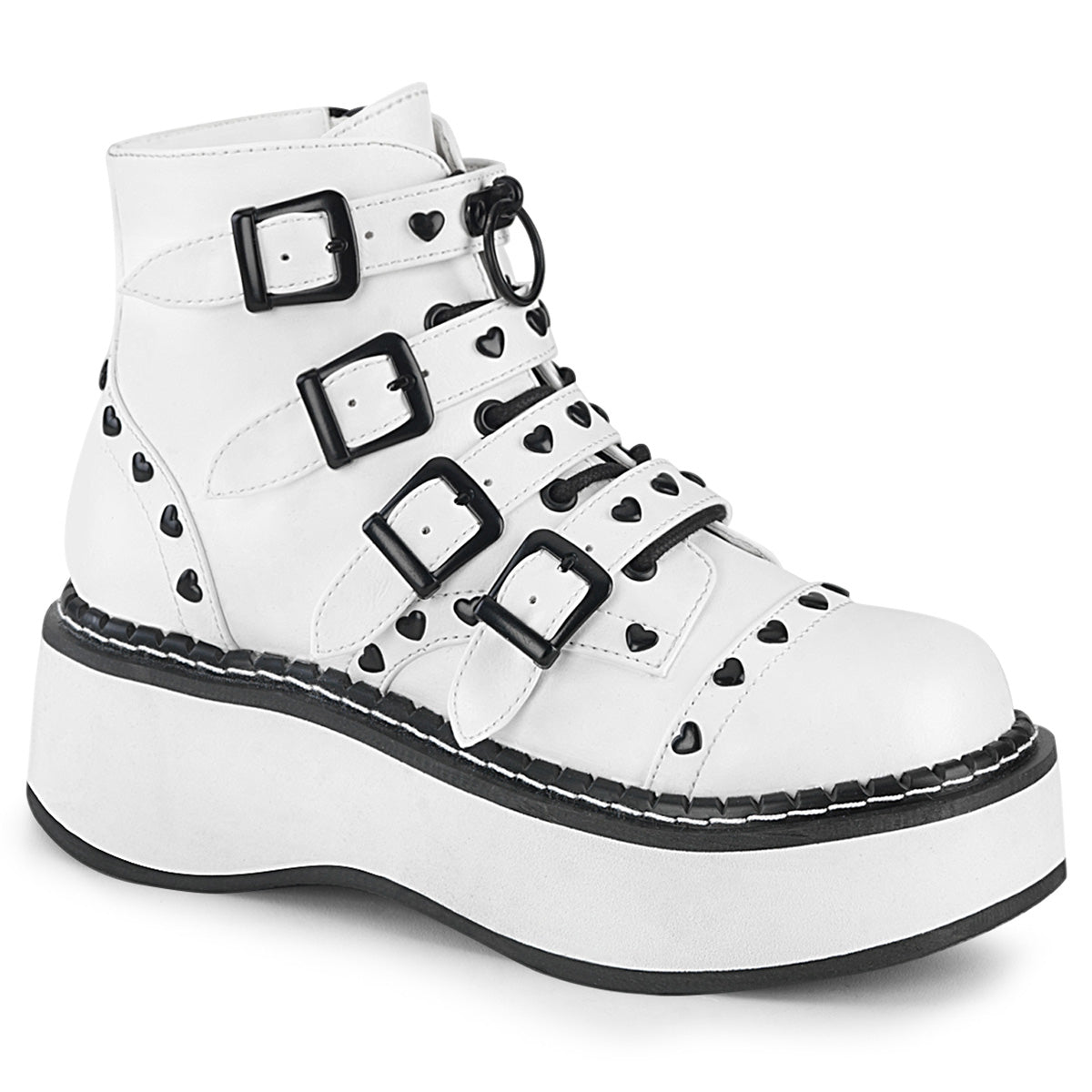 EMILY-315 Alternative Footwear Demonia Women's Ankle Boots White Vegan Leather