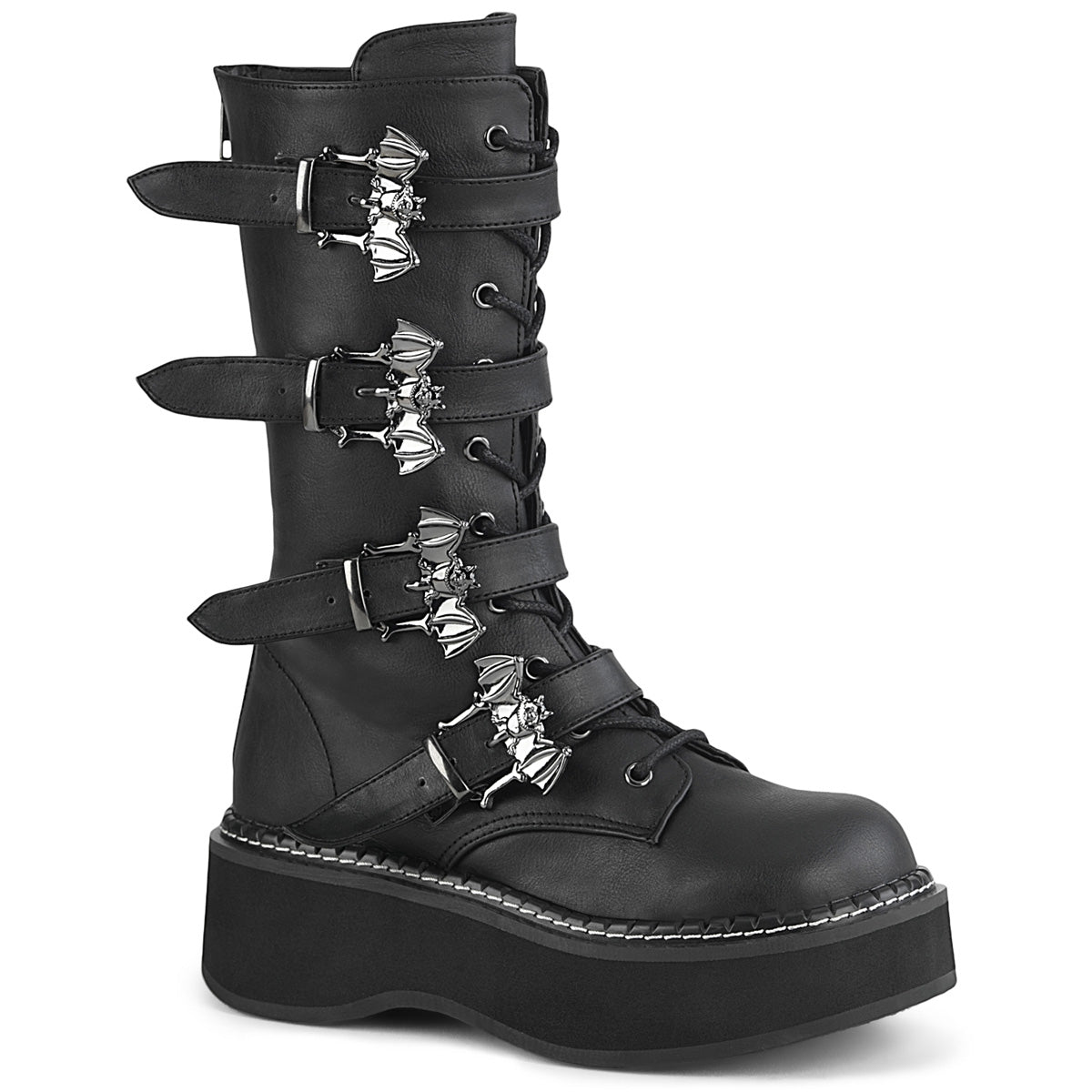 EMILY-322 Alternative Footwear Demonia Women's Mid-Calf & Knee High Boots Blk Vegan Leather